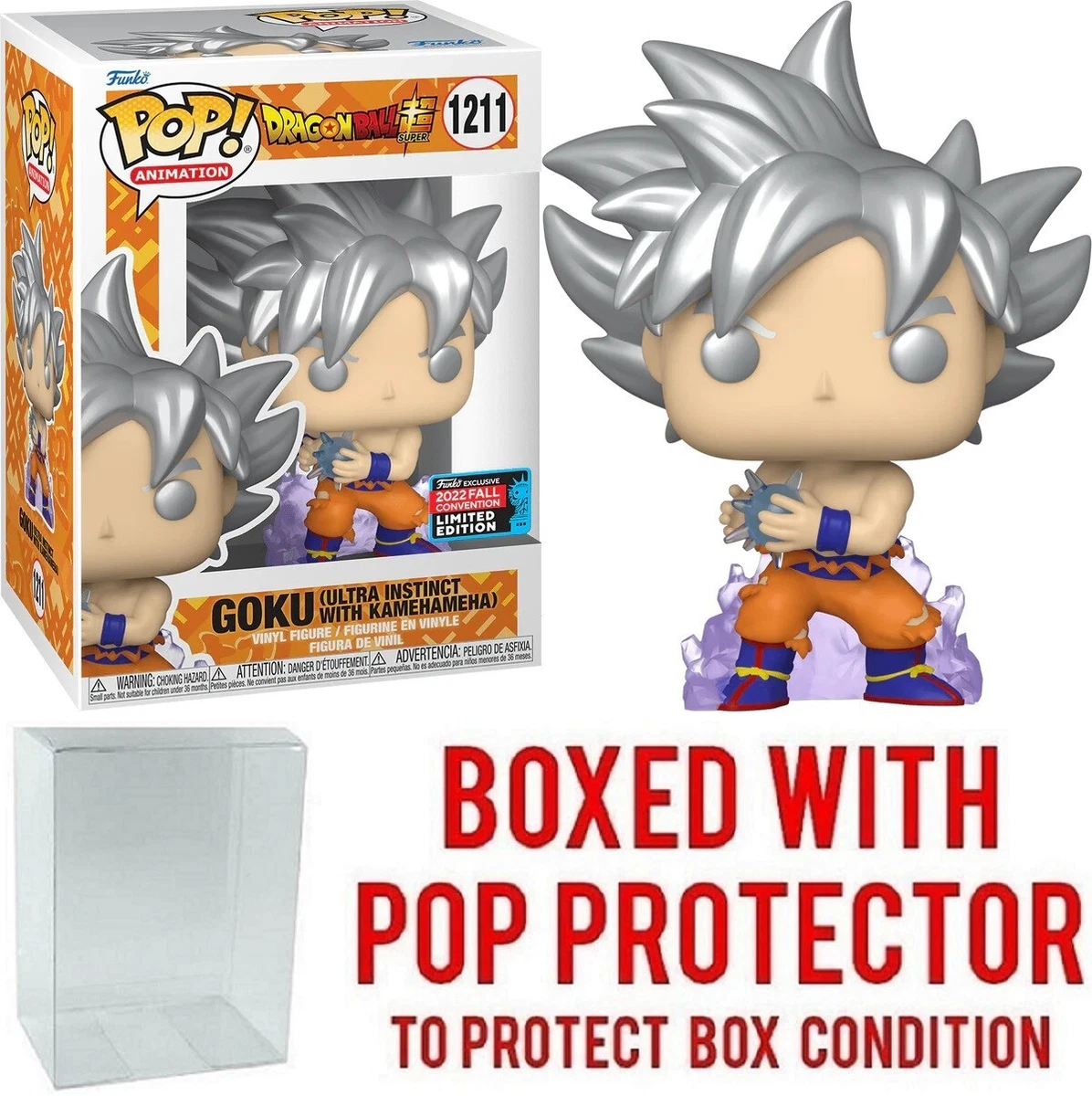 Funko POP! Goku Ultra Instinct w/ Kamahameha #1211 NYCC Vinyl Figure w/  Case