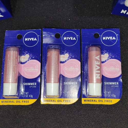 Nivea (Pack of 3) Shimmer Radiant Lip Care Allday moisture .17 ounce