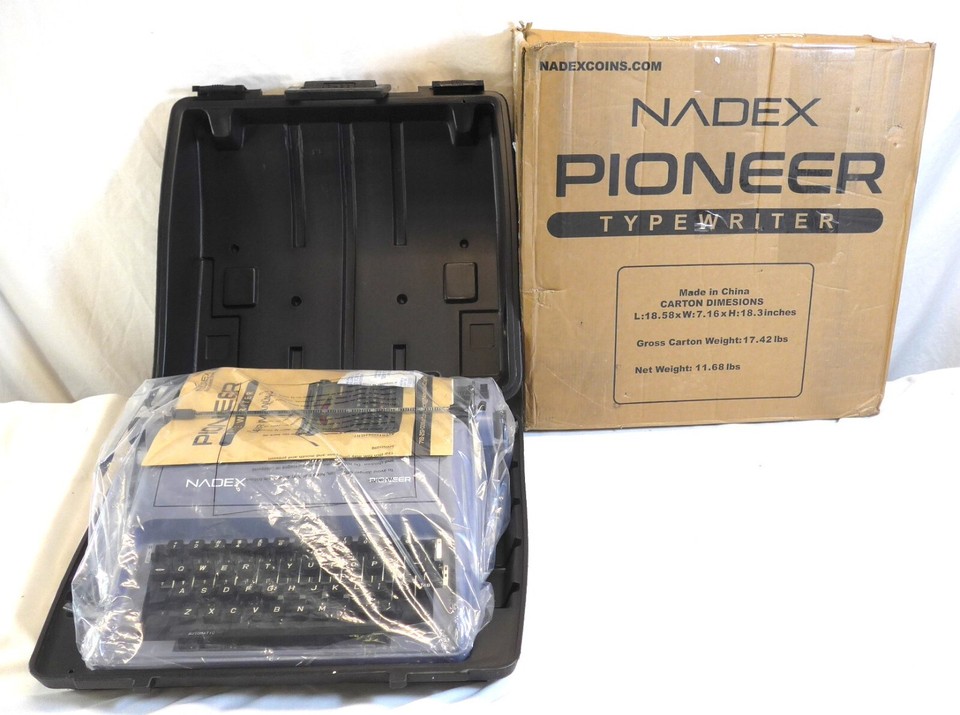 Nadex Pioneer Manual Typewriter, Durable Travel Case Included, Gray eBay