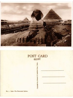 Old postcard AK EGYPT CAIRO - The Excavated Sphinx (421552)