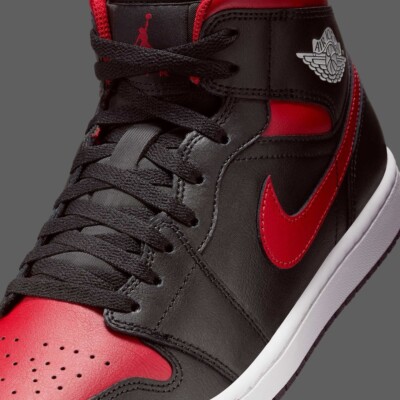 Nike Air Jordan 1 Mid Bred Twist Mens Black & Red Sports Sneaker