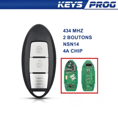 Clé Telecommande compatible Nissan X-Trail Qashqai 4A Main Libre