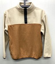 NWT Kids Old Navy Beige and Tan Fleece 1/4 Snap Pullover - Size L 10-12