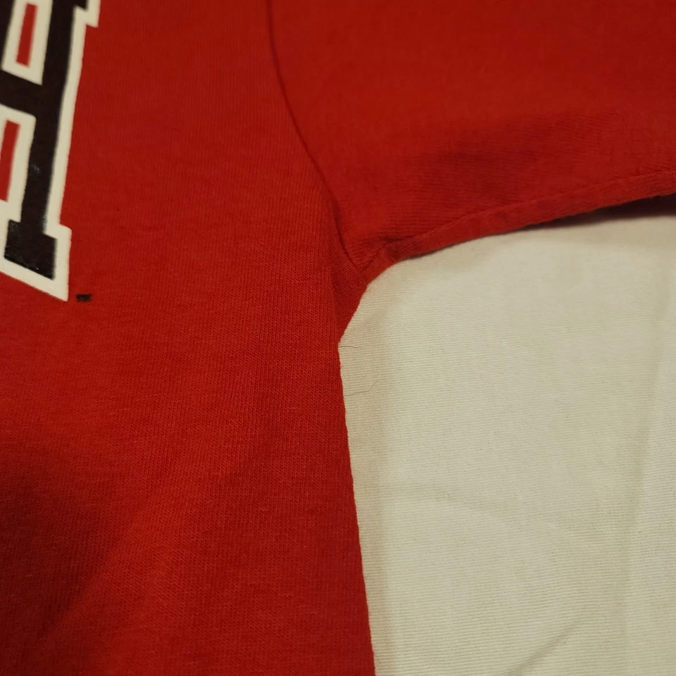 Camiseta de fútbol americano universitario con gráfico de cuadro de los Raiders rojos de Texas Tech para hombre talla M roja Foto 4 de 4