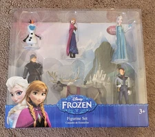 Disney Frozen 6 Figurine Play Set Olaf Elsa Anna Sven Kristoff Hans NOS NEW