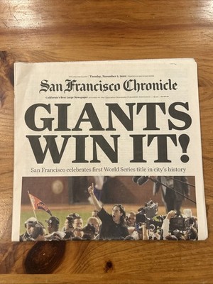 SAN FRANCISCO GIANTS 11/2/2010 ''GIANTS WIN IT  CHRONICLE NEWSPAPER SF CHAMPS New