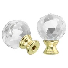 2Pcs 1/4-27 Crystal Lamp Finial Cap Nut Screw Cap Knob Lamp Decoration Gold Tone