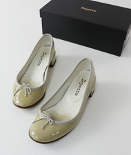 Repetto Camille Round Toe Low Heel Pumps Size 34 Beige Patent Leather Used