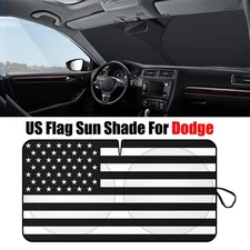 For Dodge Ram 1500 2500 US Flag Car Windshield Sun Shade Foldable Visor Cover