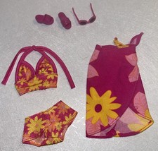 Barbie 2003 Hawaiian Vacation Swimsuit Wrap Sunglasses Sandals Excellent