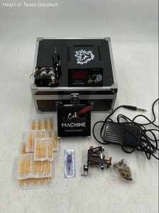 Complete Beginner Coil Tattoo Kit W/ Acc, Aluminum Carrying Case, No Power Cord