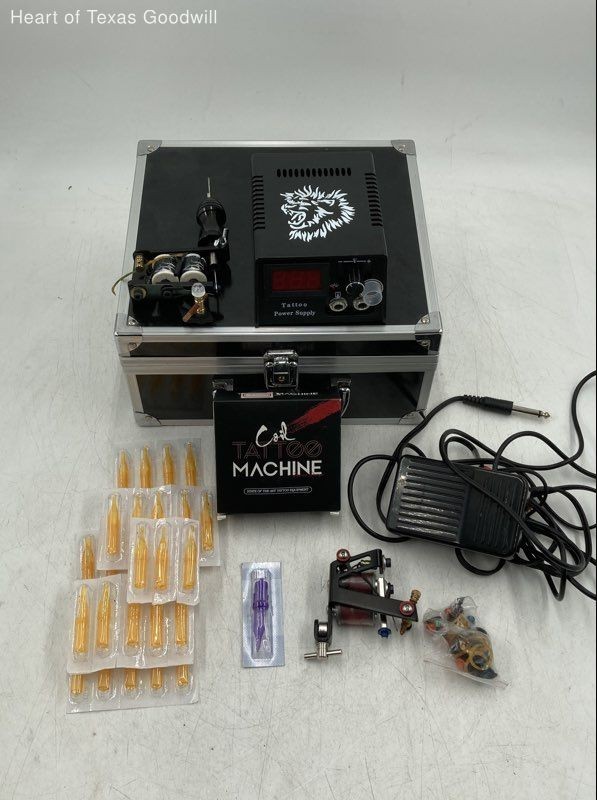 Complete Beginner Coil Tattoo Kit W/ Acc, Aluminum Carrying Case, No Power Cord