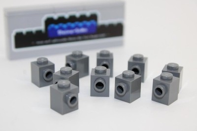 Lego (c) 10x Stein 1x1 mit Noppe Seite - dunkelgrau - 87087 -  with stud