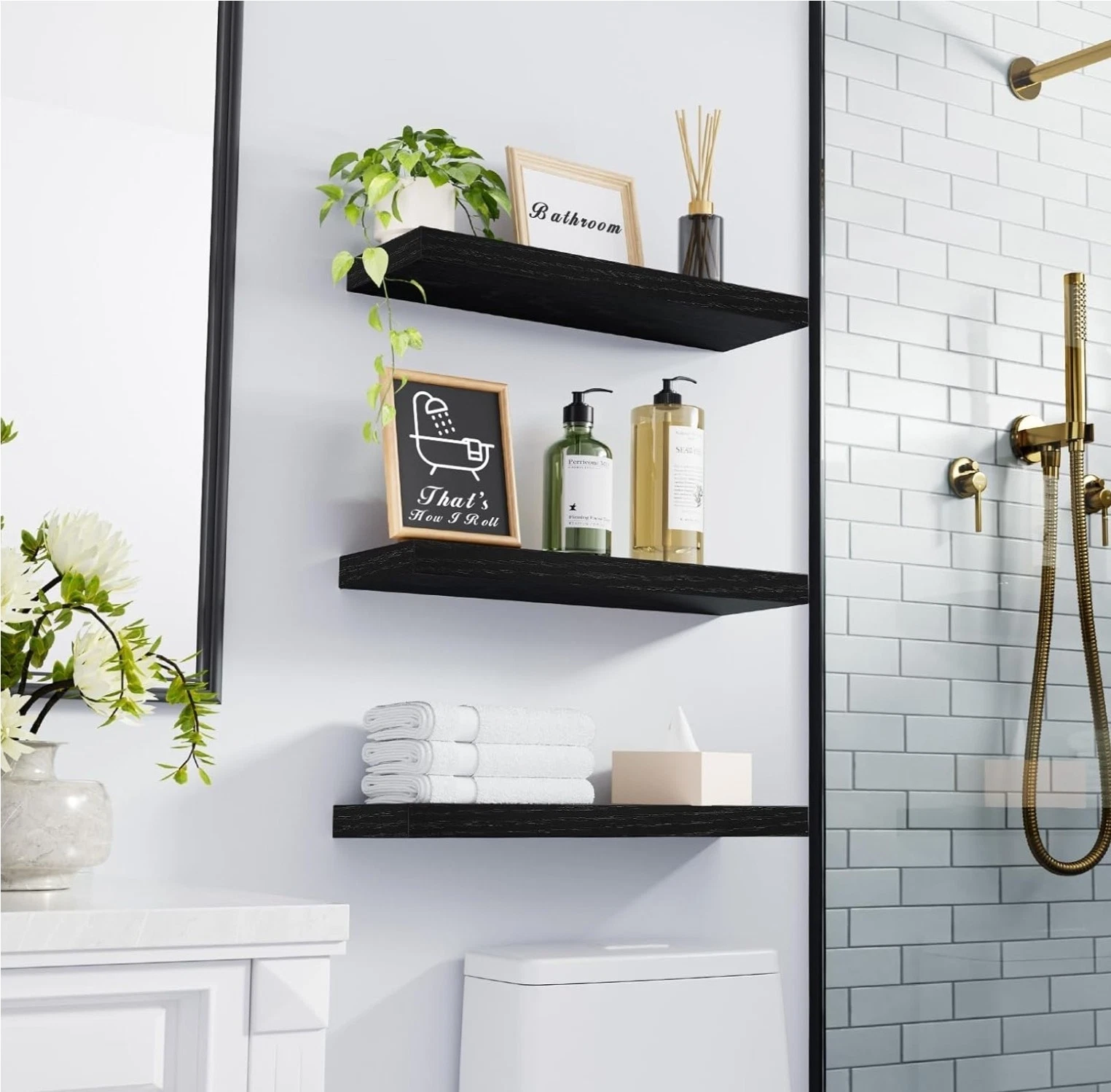 Floating Shelves, Wall Shelf Set of 2, 15.7 Inch Hanging Shelf with Invisible...