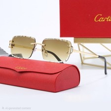 Cartier Big C Diamond Cut Beige/Brown Gradient Lens  Gold Frame FREE SHIPPING