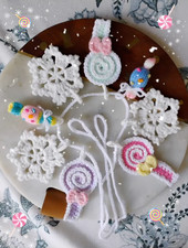 Christmas crochet bunting pastel snowflake garland knitted Secret Santa gift