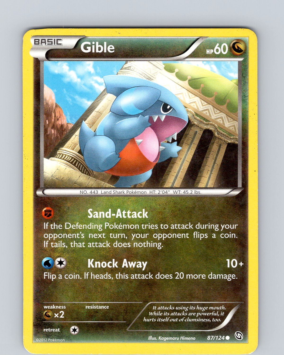 Pokemon TCG Gible B&W Dragons Exalted 87/124 Regular Common Card Played LP