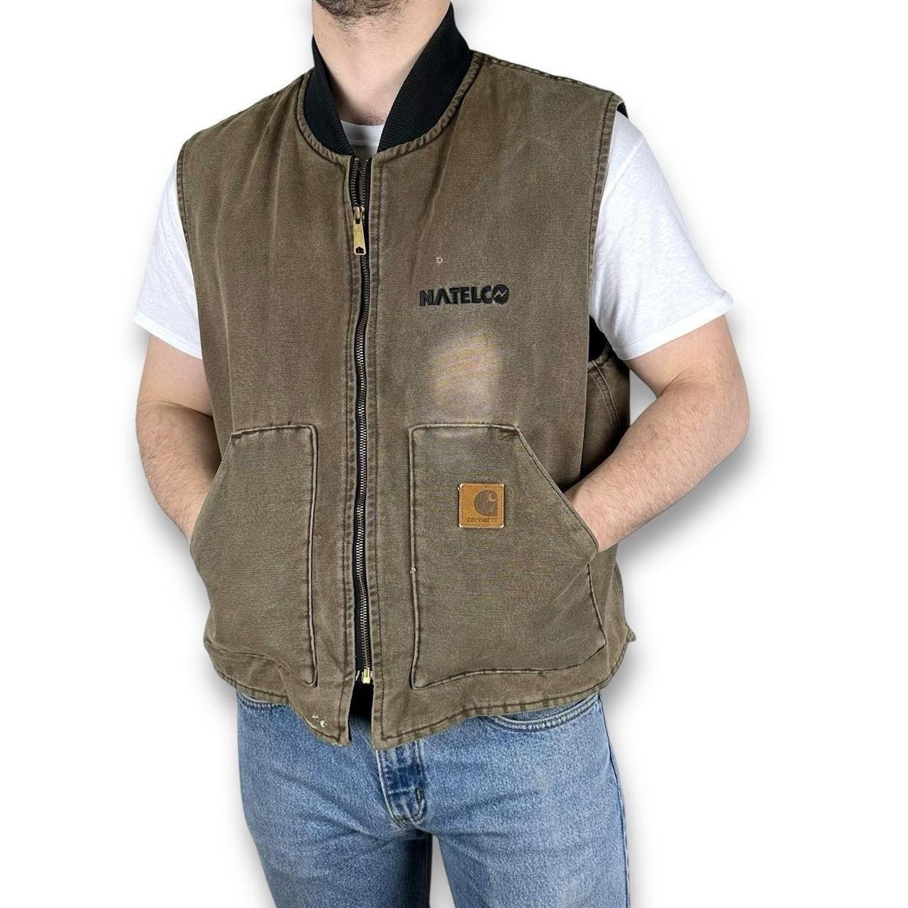 Vintage Union Made Carhartt V02 CHT Canvas Work Vest / Gilet, Brown, XXL (CB52) image 3