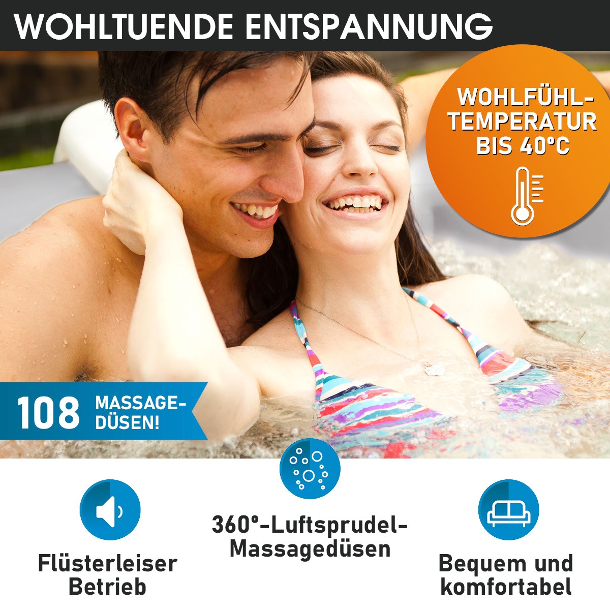 Whirlpool aufblasbar MSpa Tekapo Comfort 4 Personen In-Outdoor Pool 158x158cm