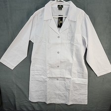 Natural Uniforms Lab Coat White Size Large 1516 3 Front Pockets W/ Back Strap
