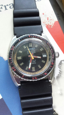 Taucheruhr / Diving Watch NAPPEY 1970's Incabloc 25 Jewels / Jewels Cal. Eta2472