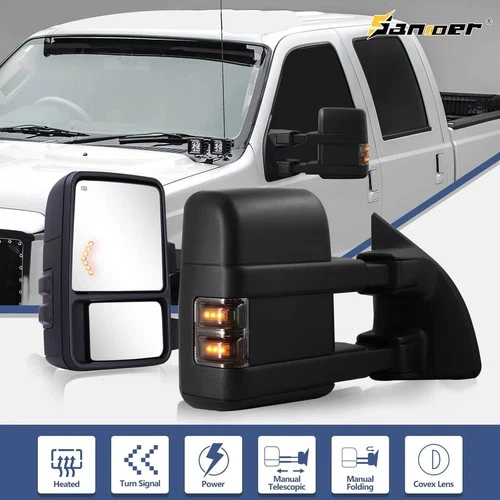 Heated Tow Mirrors for 1999-2016 Ford F250-F550 Super Duty LED Amber Turn Signal