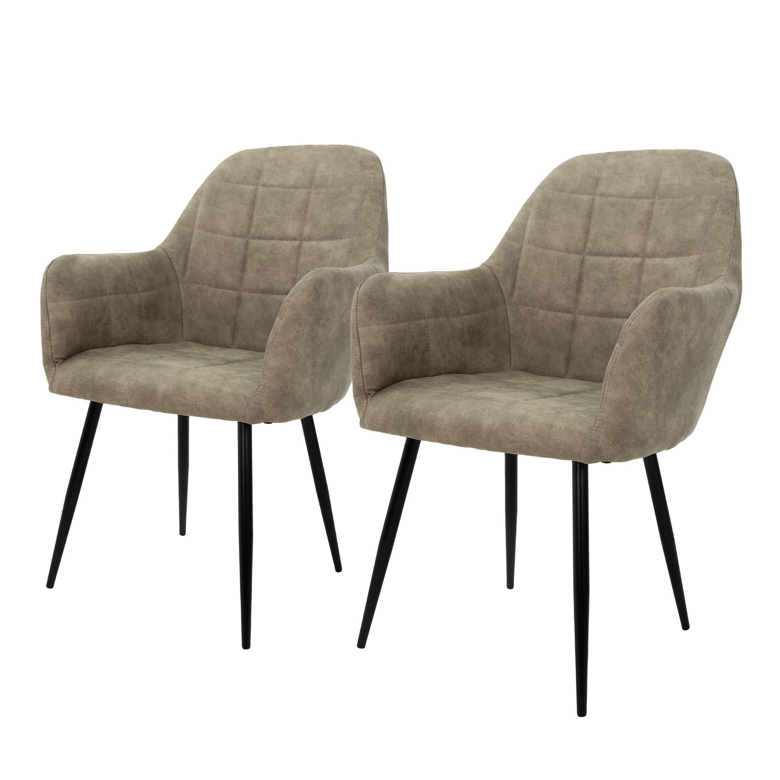 2x Sillas de comedor u oficina 84cm verde/gris oliva tapizado imitación de cuero