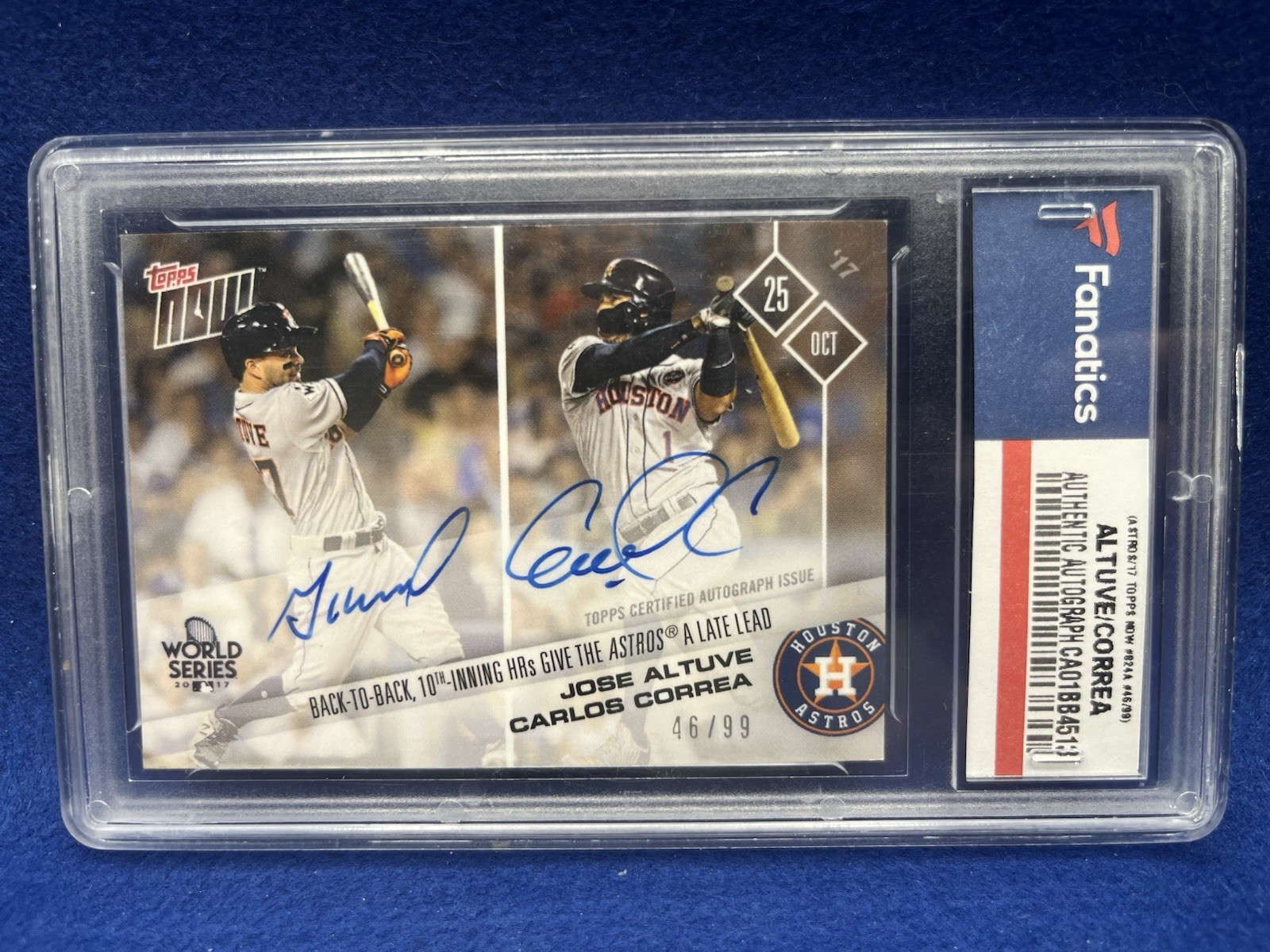 2017 Topps Now World Series Jose Altuve Carlos Correa /99 Autograph Astros Auto