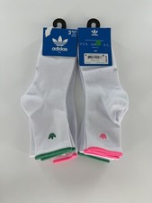 Adidas Luna High Quarter Socks Size Large 6 Pairs New Womens 10-13 Mens 8-12