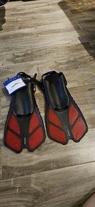 CAPAS Snorkel Fins, Swim Fins Travel Size Short Adjustable Red S/M