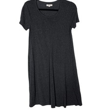 Madewell XSmall Heather Charcoal Gray Swingy Tee Dress Short Sleeve Scoop Neck