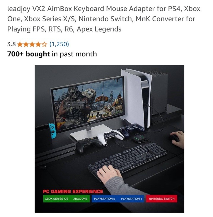 leadjoy VX2 AimBox Keyboard Mouse Adapter for PS4, Xbox One, Xbox Series X/S,