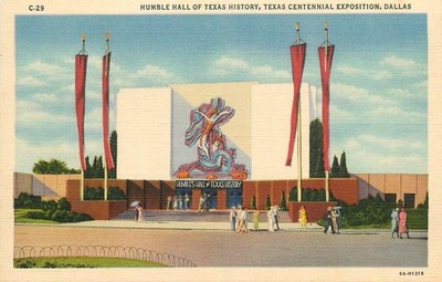 1937 Dallas Texas Humble Hall Exposition people Teich Postcard 26-5488