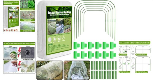 Comprehensive Garden Protection Kit: 67pcs with Hoops & Ultra-Fine Mesh Covers - Foto 2 di 10