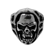 Seven Seas Pirates Black Steel Enameled Skull Finger Ring - US Size 8 to 13 R132