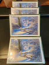 BRAND NEW 72 HOLIDAY Christmas CARDS Lot of 4 BOXED Holiday Home Snowy Woods