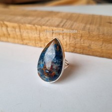 Awesome Azurite Gemstone Ring 925 Sterling Silver Gift For Woman Ring PG6356