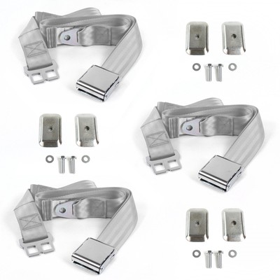 Ford 1933 - 1934  Model C  Airplane 2pt Gray/Grey Lap Bench Seat Belt Kit w/ Bra
