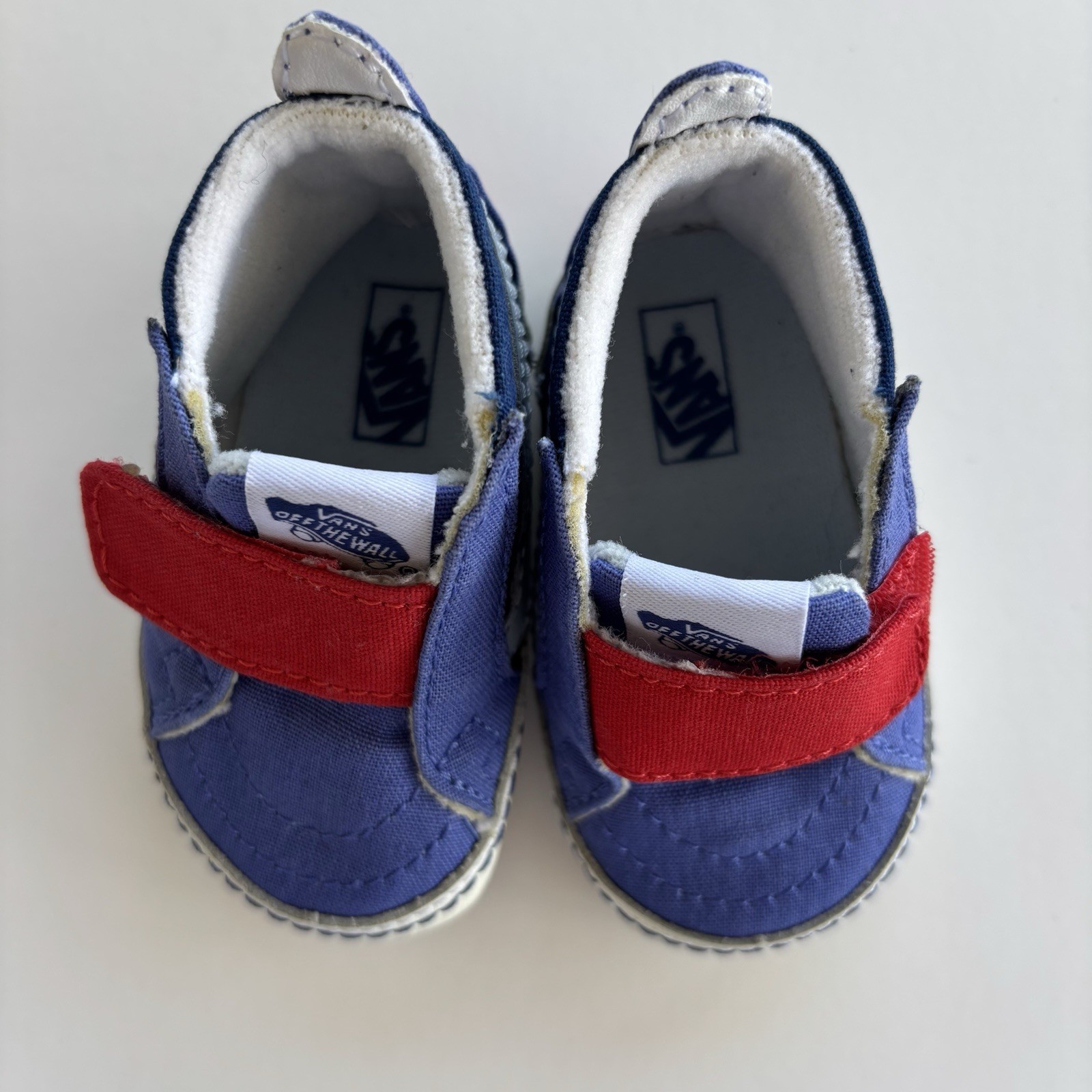 PONY Scarpe culla Vans taglia 2 blu e rosse neonato bambino ragazzo pattinatore fuori muro Sk8