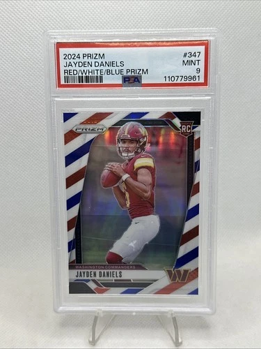 2024 Prizm #347 Jayden Daniels (RC) (Red/White/Blue) (PSA 9)