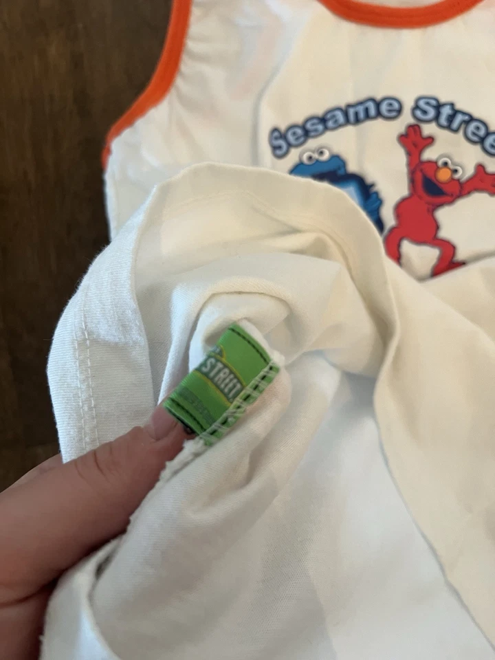 vintage 2009 Elmo and Cookie Monster Sesame Street kids small white tank top - Image 4 of 4