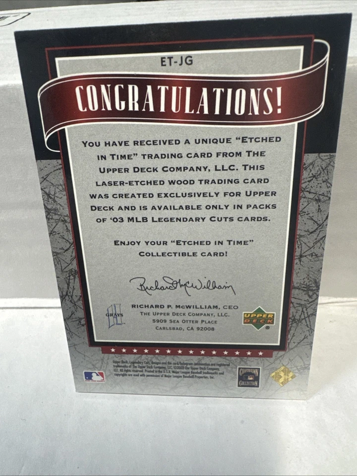 JOSH GIBSON 2003 SP Legendary Cuts ETCHED IN TIME Insert Card #ET-JG #137/400 - Image 2 of 4