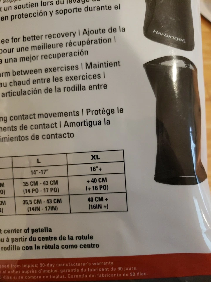 Mangas de rodilla compresora Harbinger negras 5 mm XL de elevación Foto 3 de 4
