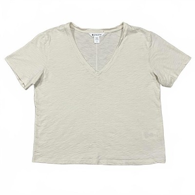 Athleta Essential Slub V-Neck Tee Beige Size Small