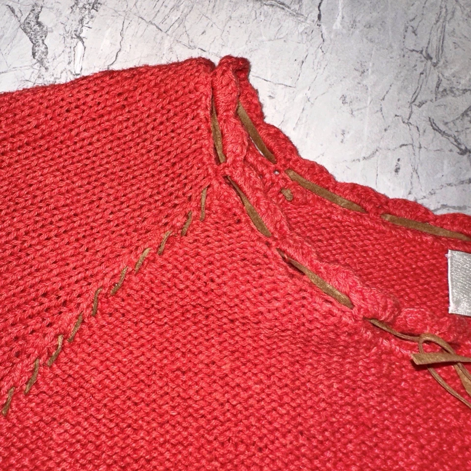 Suéter Susan Bristol 3X Color Rojo Óxido Borde Cuero Foto 3 de 4