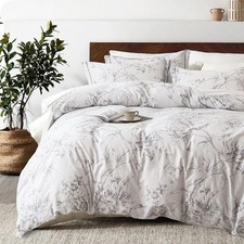 100 Natural Cotton 2pcs Floral Duvet Cover Sets - Grayish White Duvet Cover ...