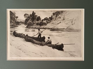 Original signed limited ed print of "On The Kedgwick" by Frank Weston Benson
