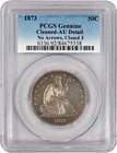 1873 No Arrows Closed 3 50C Seated Liberty Half Dollar Silver PCGS AU Detail