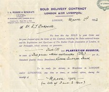 1932 Letterhead-Invoice-London England-I A Rucker & Bencraft-Rubber Trade Assoc.