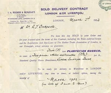 1932 Letterhead-Invoice-London England-I A Rucker & Bencraft-Rubber Trade Assoc.